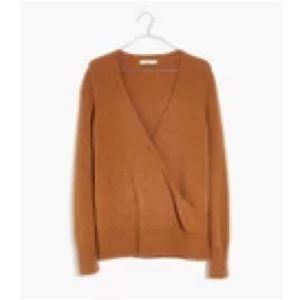 Madewell wrap-front pullover sweater. Size large. Heather harvest color.
